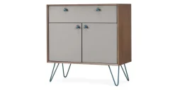 Aparador compacto Dotty – Roble oscuro y gris