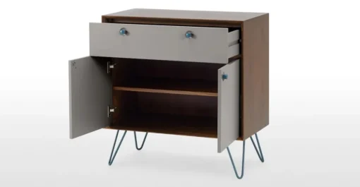 Aparador compacto Dotty – Roble oscuro y gris