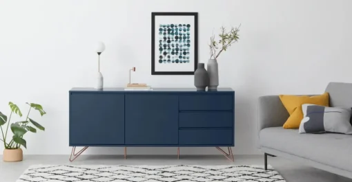 Aparador Elona – Azul oscuro y cobre