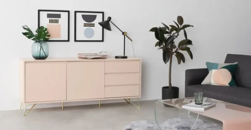 Aparador Elona – Rosa y cobre