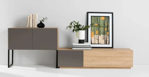 Aparador Hopkins – Roble y gris