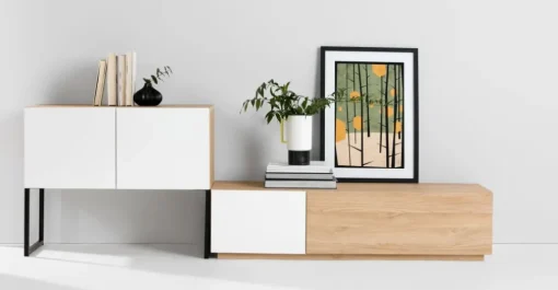 Aparador Hopkins – Roble y blanco