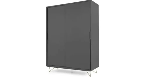 Armario con puertas correderas Elona – Gris carbon