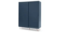 Armario con puertas correderas Elona – Azul oscuro y cobre