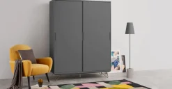 Armario con puertas correderas Elona – Gris carbon
