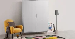 Armario con puertas correderas Elona – Gris y cobre