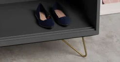 Armario con puertas correderas Elona – Gris carbon