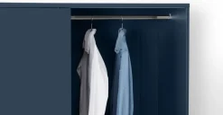 Armario con puertas correderas Elona – Azul oscuro y cobre