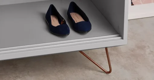 Armario con puertas correderas Elona – Gris y cobre