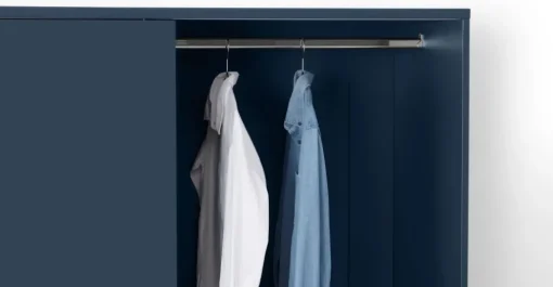 Armario con puertas correderas Elona – Azul oscuro y cobre