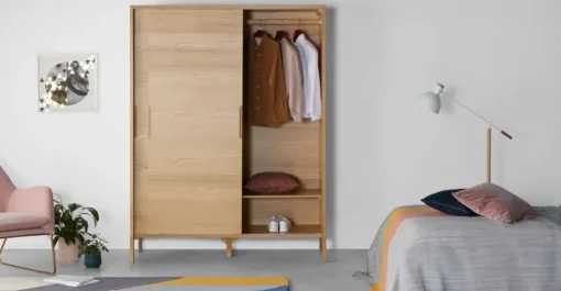Armario con puertas correderas Ledger – Roble