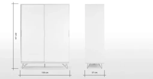 Armario con puertas correderas Elona – Blanco brillante