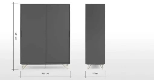 Armario con puertas correderas Elona – Gris carbon