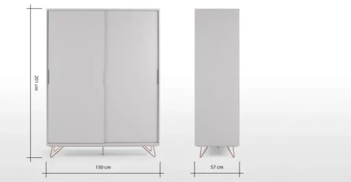 Armario con puertas correderas Elona – Gris y cobre