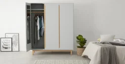 Armario de 3 puertas Jayden – Gris y roble
