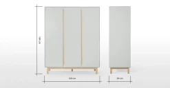 Armario de 3 puertas Jayden – Gris y roble