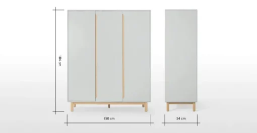 Armario de 3 puertas Jayden – Gris y roble