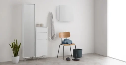 Armario de baño Elona – Blanco y cromo