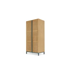 Armario doble Reema – Roble natural y mimbre