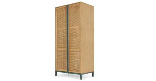 Armario doble Reema – Roble natural y mimbre