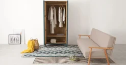 Armario doble Reema – Roble natural y mimbre