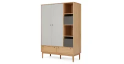 Armario triple Campton – Roble & gris