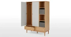 Armario triple Campton – Roble & gris