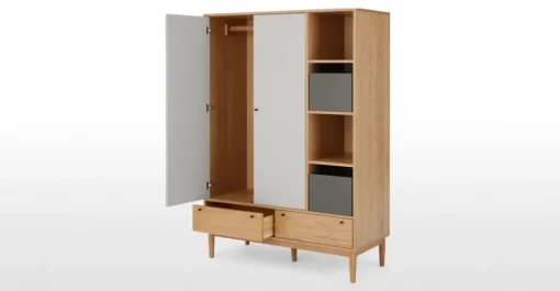 Armario triple Campton – Roble & gris