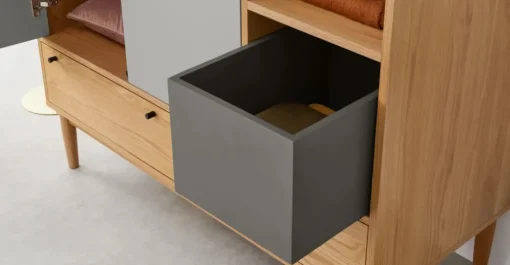 Armario triple Campton – Roble & gris