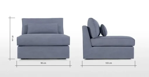 Asiento Modular con Funda Extraíble Trent – Azul Lavado