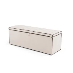 Banco con almacenaje Bergerac – Gris piedra con ribete de contraste