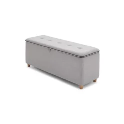Banco con almacenaje tapizado Burcot – Gris en contraste