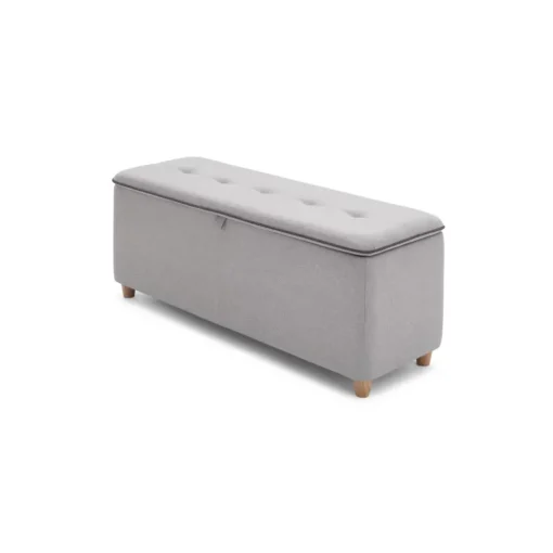 Banco con almacenaje tapizado Burcot – Gris en contraste