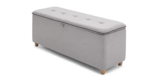 Banco con almacenaje tapizado Burcot – Gris en contraste