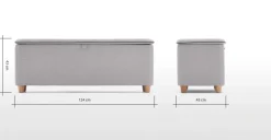 Banco con almacenaje tapizado Burcot – Gris en contraste