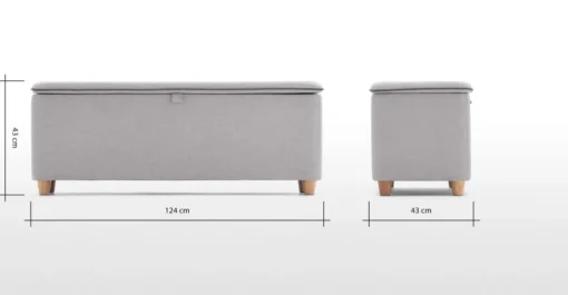 Banco con almacenaje tapizado Burcot – Gris en contraste
