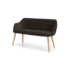 Banco de comedor compacto Lule – Terciopelo gris nutria y roble