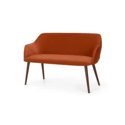 Banco de comedor compacto Lule – Terciopelo naranja y nogal