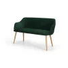 Banco de comedor compacto Lule – Terciopelo verde pino y roble