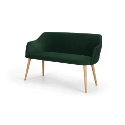 Banco de comedor compacto Lule – Terciopelo verde pino y roble