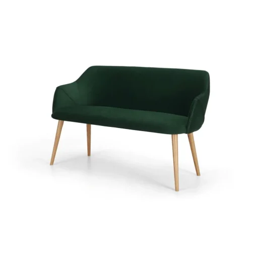 Banco de comedor compacto Lule – Terciopelo verde pino y roble