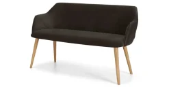 Banco de comedor compacto Lule – Terciopelo gris nutria y roble