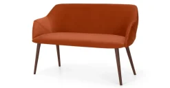 Banco de comedor compacto Lule – Terciopelo naranja y nogal