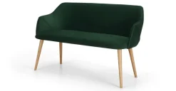 Banco de comedor compacto Lule – Terciopelo verde pino y roble