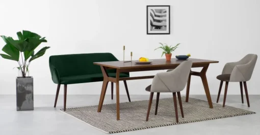 Banco de comedor compacto Lule – Pino terciopelo verde