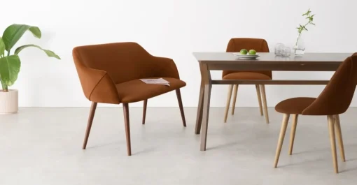 Banco de comedor compacto Lule – Terciopelo naranja