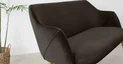 Banco de comedor compacto Lule – Terciopelo gris nutria y roble