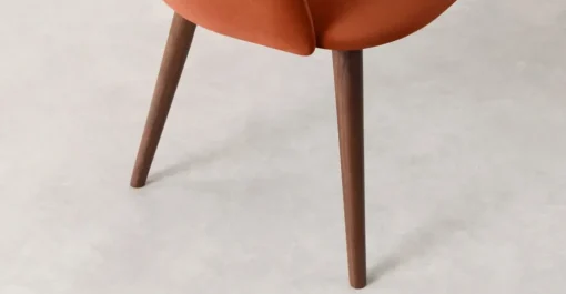 Banco de comedor compacto Lule – Terciopelo naranja y nogal