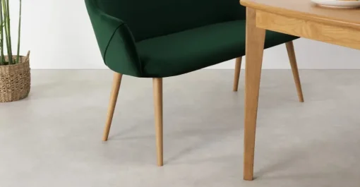 Banco de comedor compacto Lule – Terciopelo verde pino y roble
