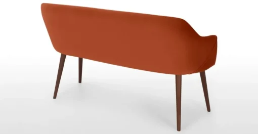 Banco de comedor compacto Lule – Terciopelo naranja y nogal